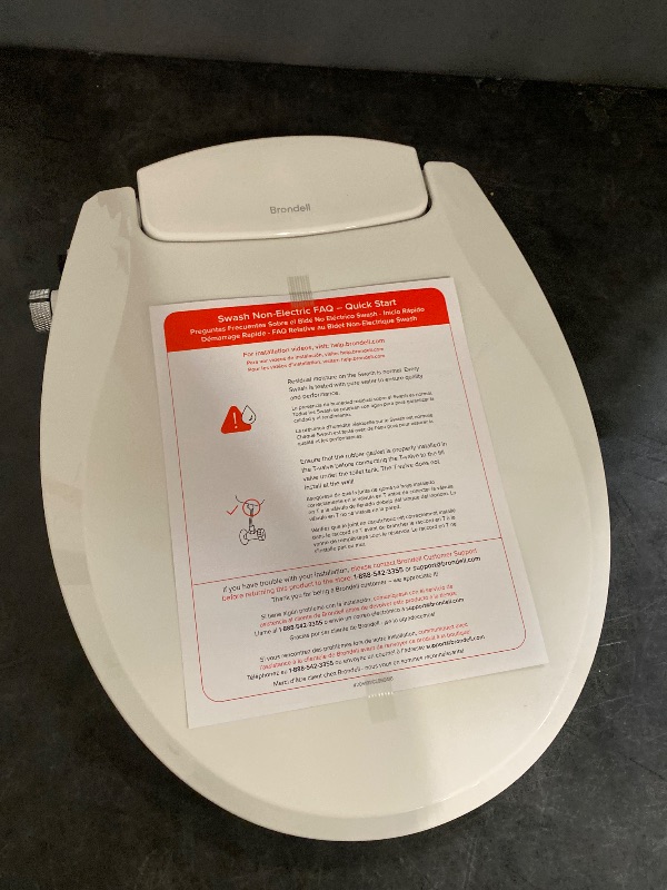 Photo 1 of Brondell Bidet Toilet Seat, Non-Electric Swash Ecoseat, Fits Elongated Toilets, White - Dual Temperature, Dual Nozzle System - Bidet with Easy Installation