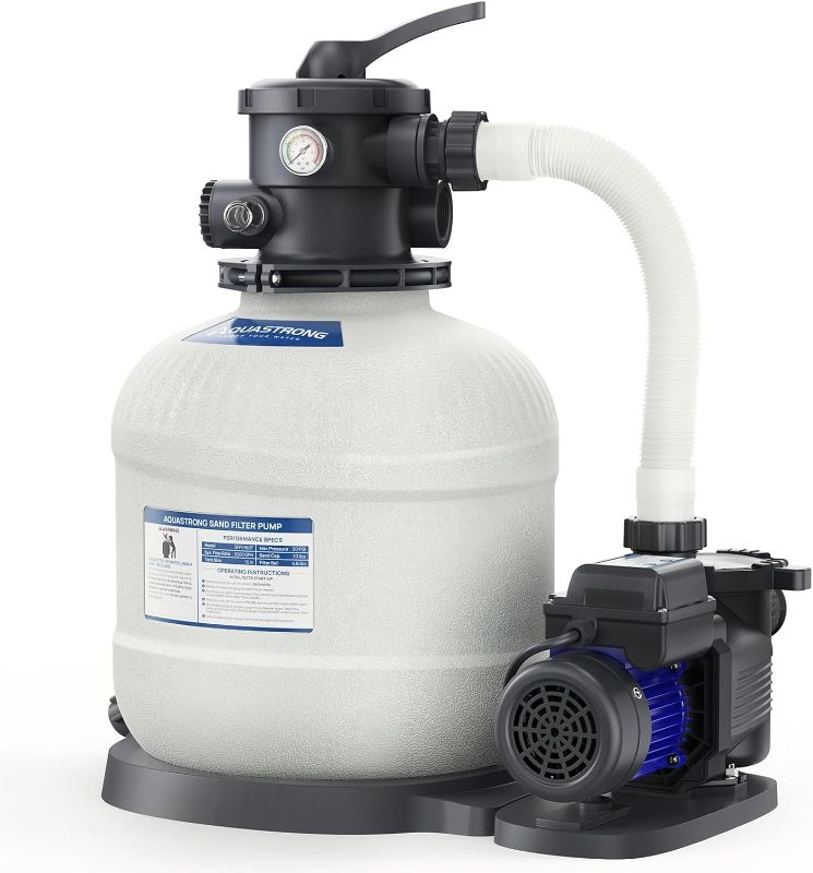 Photo 1 of AQUASTRONG 16in Sand Filter Pump for Above Ground Pool with Timer, 3/4 HP Pool Pumps Above Ground 3800 GPH for Pools up to 16000 GAL, Pool Filter with 6-Way Valve, Improved Circulation and Filtration