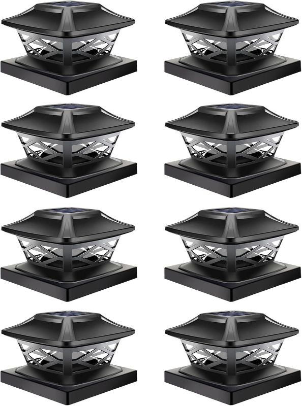 Photo 1 of  Solar Post Cap Lights,25LM Outdoor Fence Post Cap Lights,Waterproof,2 Light Modes,Fit 3.5x3.5/4x4/5x5 in Wooden or Vinyl Posts,Solar Deck Post Lights for Garden Deck Patio Decoration