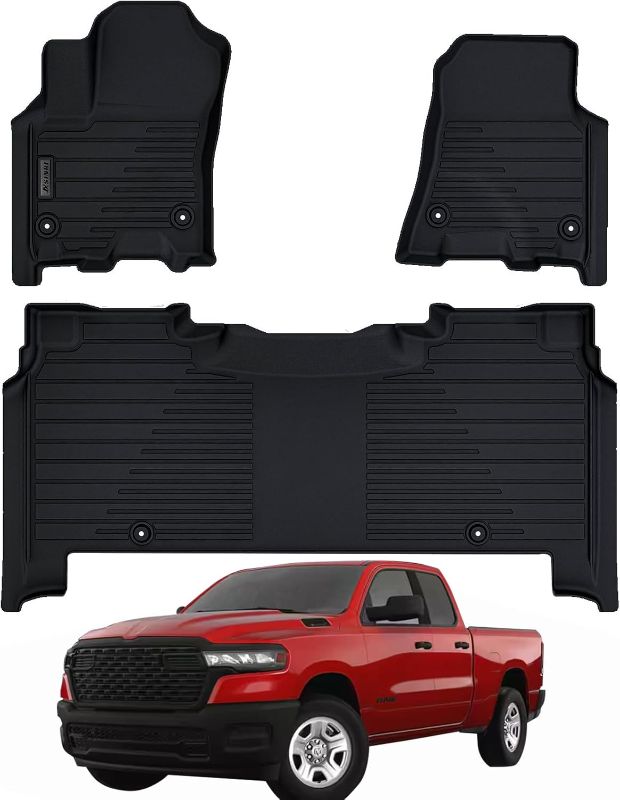 Photo 1 of Floor Liners for 2025 Dodge Ram 1500 Crew Cab (with w/Factory Underseat Storage),TPE All Weather Protection 2 Rows Car Floor Mats