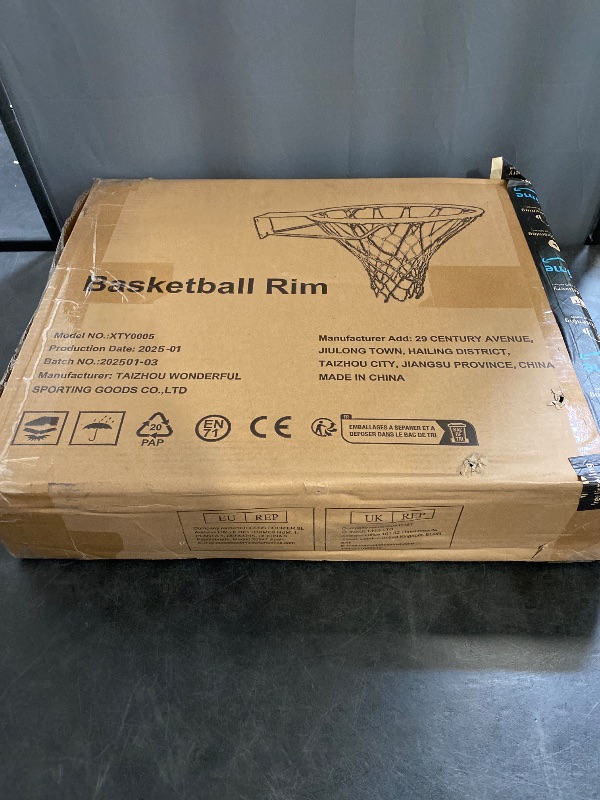 Photo 1 of Basketball Rim, 18" Replacement Wall Mounted Outdoor Basketball Hoop, Heavy Duty Solid Steel, Double Spring Basketball Hoop Rim with All Weather Net for Indoor and Outdoor Hanging