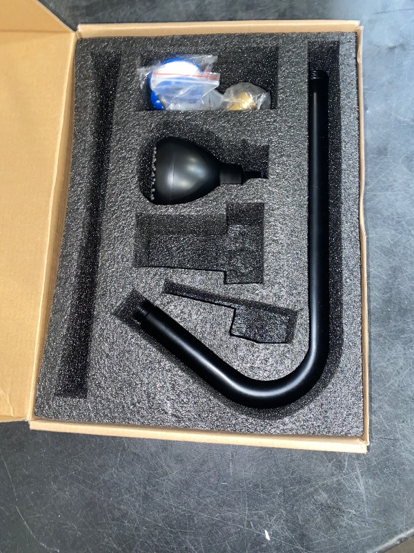 Photo 1 of Outdoor Shower System, Matte Black Single Handle Outdoor Shower Faucet with High Pressure Shower Head and Valve for yard(Garden Hose Adapters Included)