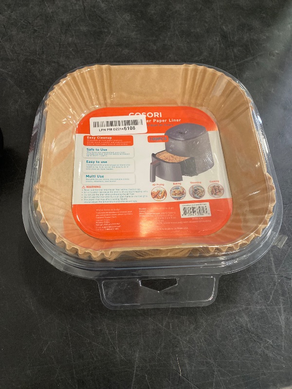 Photo 1 of COSORI Air Fryer Liners, 100 PCS Square Disposable Paper Liners, Non-Stick Silicone Oil Coating, Little to No Cleaning, 6.5" Unbleached Food Grade, Resistant to 465°F, Thickened Not Easy to Break