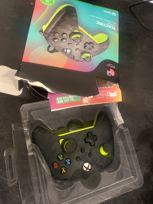Photo 1 of PDP Wired Xbox Gaming Controller: Gamepad Licensed for Xbox Series X|S, Xbox One, PC, Audio Controls, 8ft Cable, 3.5mm jack, Mappable Buttons/Triggers, Companion App: Electric Carbon Grey/Yellow