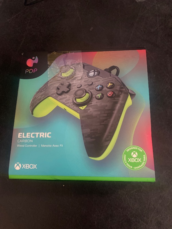 Photo 1 of PDP Wired Xbox Gaming Controller: Gamepad Licensed for Xbox Series X|S, Xbox One, PC, Audio Controls, 8ft Cable, 3.5mm jack, Mappable Buttons/Triggers, Companion App: Electric Carbon Grey/Yellow