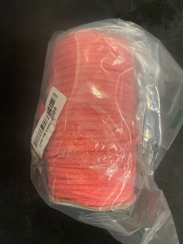 Photo 1 of 5mm * 295ft Macrame Cord Natural Cotton Rope 8 Strand Braided Cotton String for Craft Knitting Thread for Wall Hanging and DIY Crafts Coral