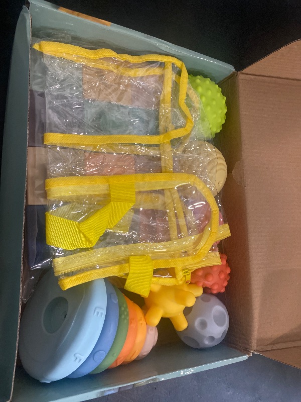 Photo 1 of Montessori Toys Soft Stacking Building Blocks Rings Balls Sets 3 in 1 Baby Toys Bundle for Babies 6-12 Months Sensory Toys for Toddlers 1-3 Teething Bath Toys for Infants Learning Toy
