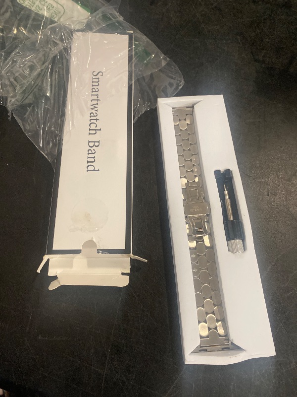 Photo 1 of SNBLK Compatible with Metal Apple Watch Bands for Women: 40mm 41mm 42mm 38mm 44mm 45mm 46mm 49mm - Stainless Steel Dressy Strap for iWatch Bands Series 10 9 8 7 6 5 4 3 2 1 SE - Gold Silver