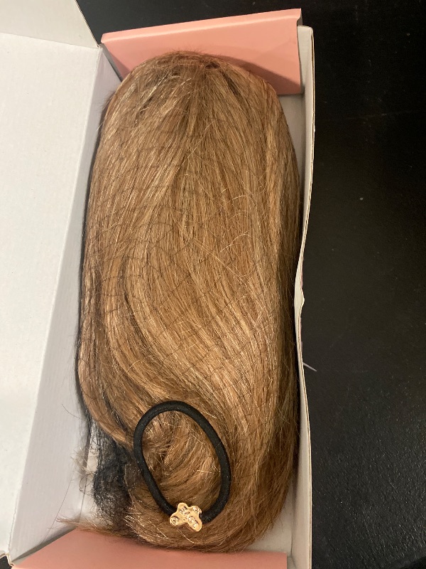 Photo 1 of NTYNTY Ponytail Extension, 10" Short Claw Clip in Ponytail Hair Extensions Messy Bun Hair Piece Natural Soft Synthetic Straight Pony Tail Hair Pieces for Women (Deep Blonde)