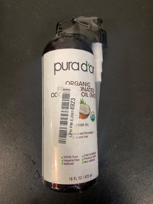 Photo 1 of PURA D'OR 16 Oz ORGANIC Fractionated Coconut Oil - MCT Oil - 100% Pure & Natural USDA Certified Cold Pressed Carrier Oil - Unscented, Hexane Free Moisturizer For Face, Skin & Hair Tonic - Men & Women