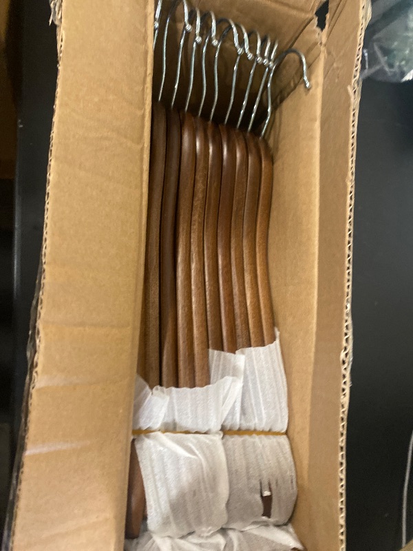 Photo 1 of Ulimart Wooden Hangers 20 Pack - Sturdy Walnut Hangers for Shirts, Coats & Dresses - Ideal for Laundry & Everyday Use