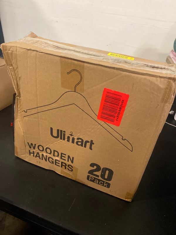 Photo 1 of Ulimart Wooden Hangers 20 Pack - Sturdy Walnut Hangers for Shirts, Coats & Dresses - Ideal for Laundry & Everyday Use
