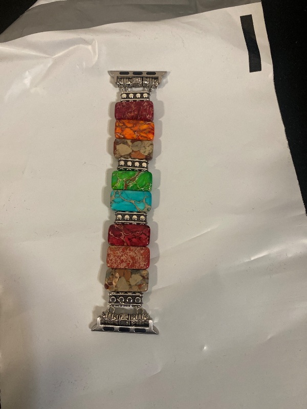 Photo 1 of Newlibery Beaded Natural Stone Bracelet Band Women Compatible with Apple Watch 38/40/41/42mm(S10) Boho Handmade Elastic Western Vintage Imperial Stone Strap for iWatch Series 10/9/8/7/6/5/4/3/2/1/SE