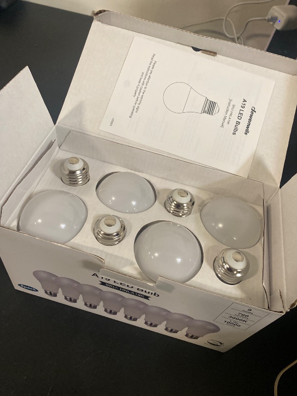 Photo 1 of DEWENWILS 8-Pack A19 LED Light Bulb, 760LM, 3000K Soft Warm Light Bulb, Energy Saving 9W(60W Equivalent) LED Bulb, E26 Medium Screw Base, Non Dimmable, UL Listed