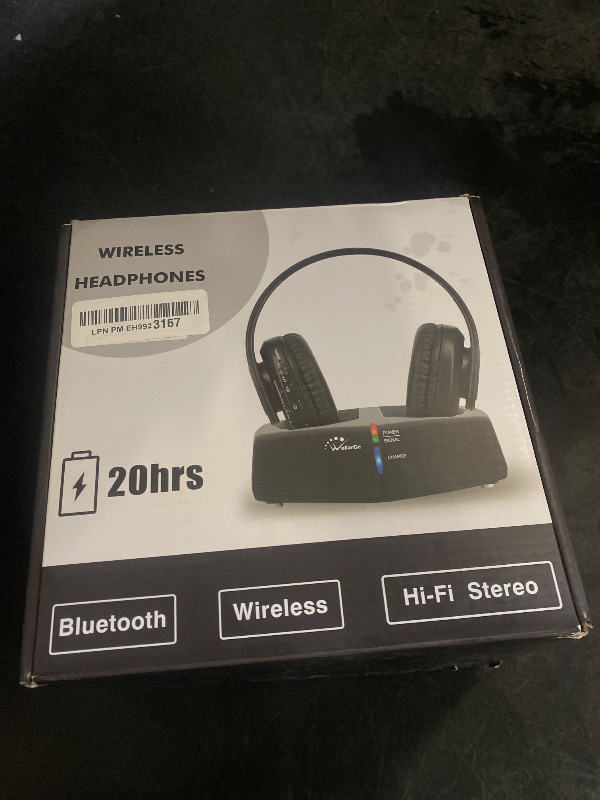 Photo 1 of WallarGe Wireless Headphones for TV Watching, Easy Setup and Comfortable Bluetooth Headphones with RF Transmitter Charging Dock, 100 Ft Wireless Range, Rechargeable 25 Hours Play and No Audio Delay
