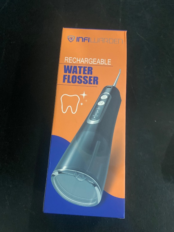 Photo 1 of Portable Cordless Water Flosser, Rechargeable Water Dental Flosser with 1500 mAh Battery, IPX7 Waterproof, 4 Modes 4 Jet Tips, Type-C Charging for Travel & Home (Black)