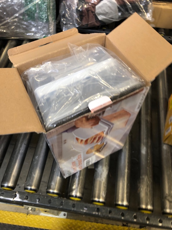 Photo 1 of Upgrade Bread Slicer for Homemade Bread with Bread Box, Bread Slicing Guide Adjustable Width, Foldable and Compact Cutting Guide with Crumb Tray, Suitability for Homemade Bread, Bagels, Cakes.