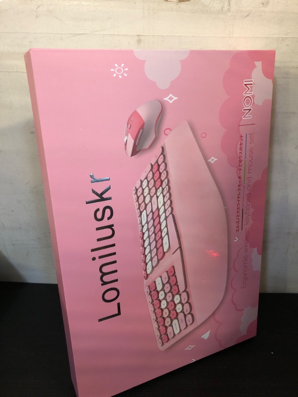 Photo 1 of Wireless Ergonomic Keyboard and Mouse Combo with PU Wrist Rest, Carpal Tunnel Keyboard, 2.4G Colorful Split Ergo Keyboard, Comfortable Natural Typing, Compatible with PC/Laptop (Pink)