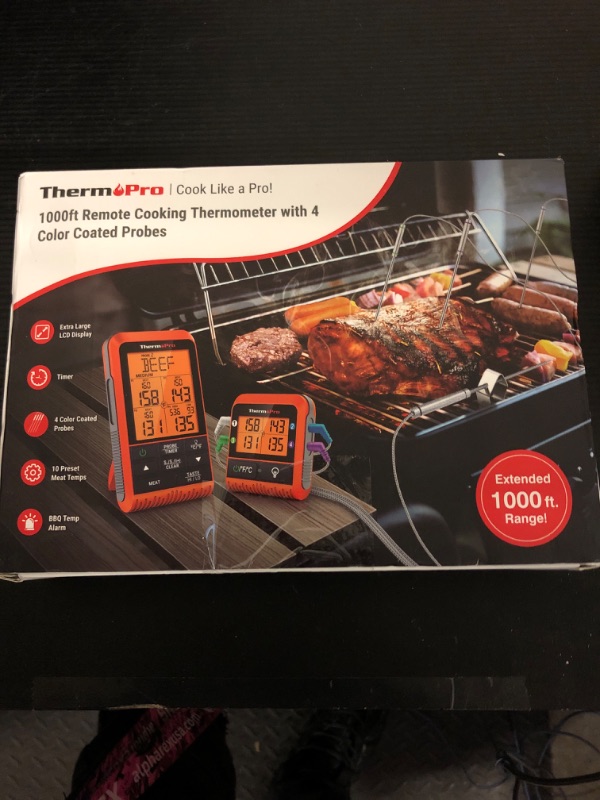 Photo 2 of ThermoPro TP829 Wireless LCD Meat Thermometer for Grilling and Smoking, 1000FT Grill Thermometer for Outside Grill with 4 Meat Probes, BBQ Thermometer for Smoker Oven Cooking Beef Turkey