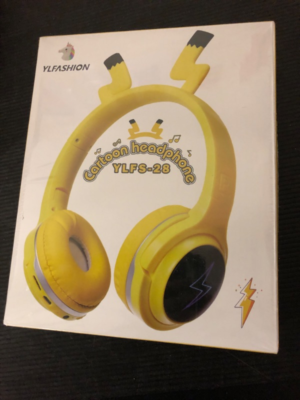 Photo 1 of YLFASHION Kids Bluetooth Headphones, Colorful LED Lights Wireless Cartoon Headphones, Over Ear Headphones Built-in Mic for Children/School/iPad/Tablet/Airplane