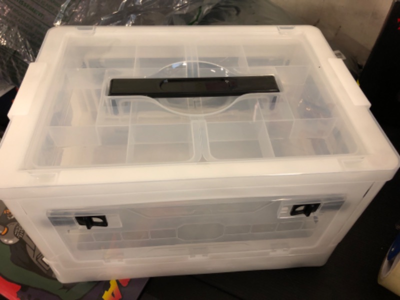 Photo 1 of Gifhomfix Extra Large Medicine Storage Box with Handles, First Aid Box Clear Medical Supply Organizer with Removable Tray, Multipurpose Plastic Medicine Chest with Wheels