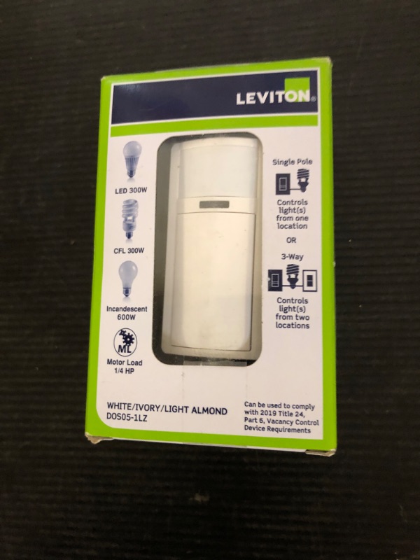 Photo 1 of Leviton DOS05-1LZ Motion Sensor Light Switch, Motion Activated, Auto-On/Auto-Off or Manual-On, 5A, No Neutral Wire Required, Single Pole or 3-Way, White/Ivory/Light Almond