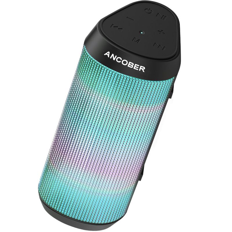 Photo 1 of ANCOBER Wireless Bluetooth Portable Speaker 15W Stereo Sound with RGB LED Light Dynamic Modes, IPX4 Waterproof Bluetooth Speakers, BT5.3, TWS Surround Pairing, for Party Outdoor Camping Christmas
