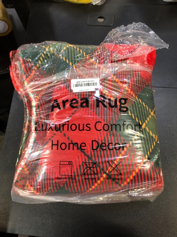 Photo 1 of Christmas Area Rugs 4x6 Machine Washable High Traffic Xmas Door Mat Non-Slip Floor Carpet for Living Room Dining Room Bedroom Entryway & Hallway, Red Checkered