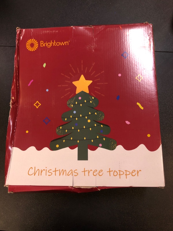 Photo 1 of Christmas Star Tree Topper, Plug in 3D Star Tree Topper, 11”Golden Glittered Metal Hollow Designed Built-in 10 Bulbs String Lights for Christmas Tree Decorations