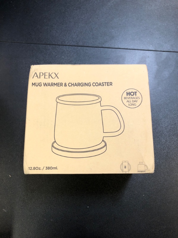 Photo 2 of APEKX Self-Heating Ceramic Mug Set - 130°F / 55°C Optimal Temperature Control, Wireless 15W Phone Charging Pad - 12.8 fl oz/380 mL Capacity with USB-C Power Adapt (White)