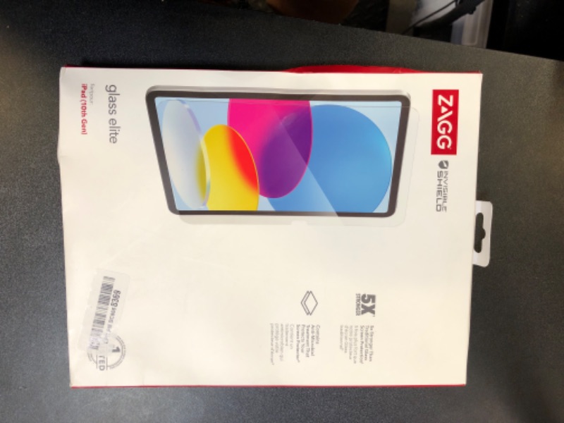 Photo 1 of ZAGG InvisibleShield Glass Elite Screen Protector for Apple iPad 10.9-inch (Gen 10-2022) - 5X Shatter Protection, Anti-Fingerprint Technology, Easy to Install