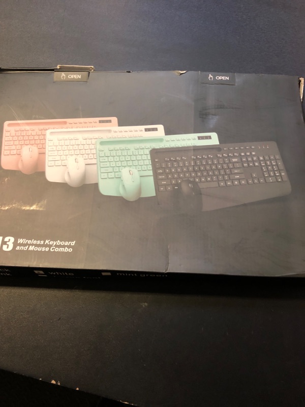 Photo 1 of Wireless Keyboard and Mouse Combo - Full-Sized Ergonomic Keyboard with Wrist Rest, Phone Holder, Sleep Mode, Silent 2.4GHz Cordless Keyboard Mouse Combo for Computer, Laptop, PC, Mac, Windows,White