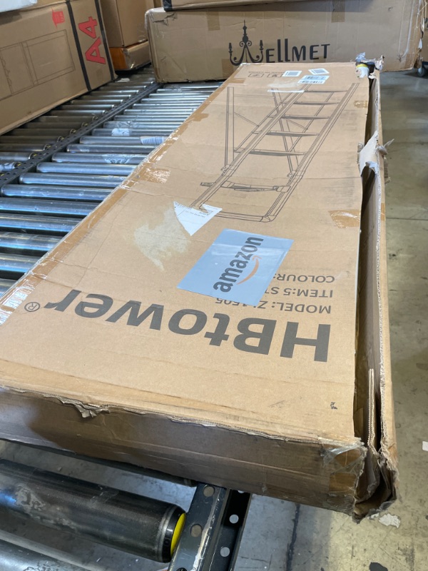 Photo 1 of HBTower Step Ladder, Step Ladder Folding Step Stool, Portable Sturdy Steel Ladder Stool for Adults with Anti-Slip Wide Pedals Home Outdoor Kitchen, White