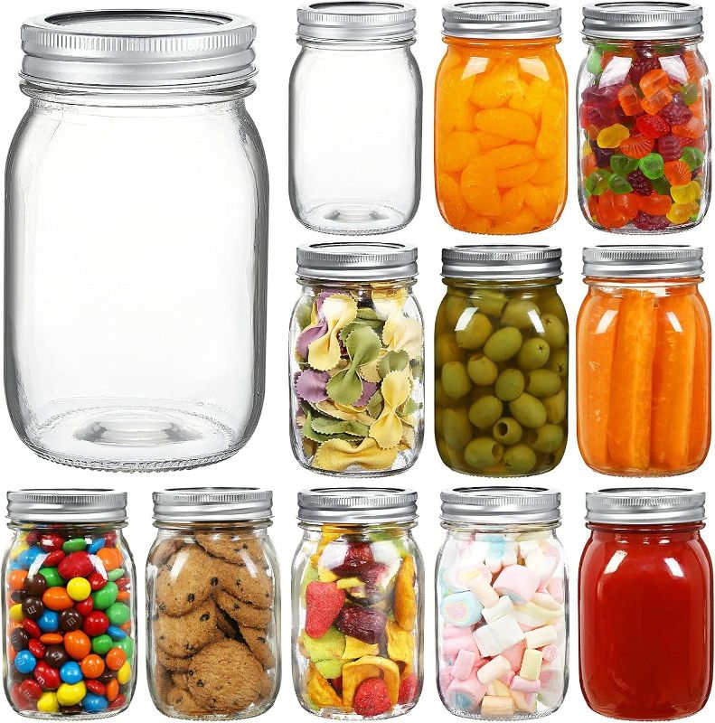 Photo 1 of 16 oz Wide Mouth Mason Jars 12 Pack Glass Canning Jars with Airtight Lids and Bands for Preserving, Jam, Honey, Jelly, Wedding Favors, Sauces, DIY Spice Jars, Salad, Yogurt
