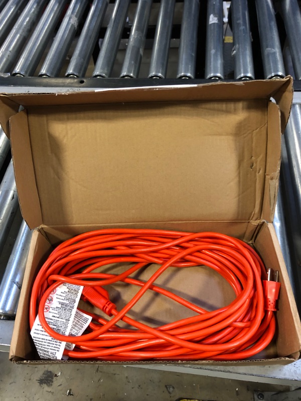 Photo 2 of Amazon Basics 16/3 Vinyl Outdoor Extension Cord | Orange, 100-Foot