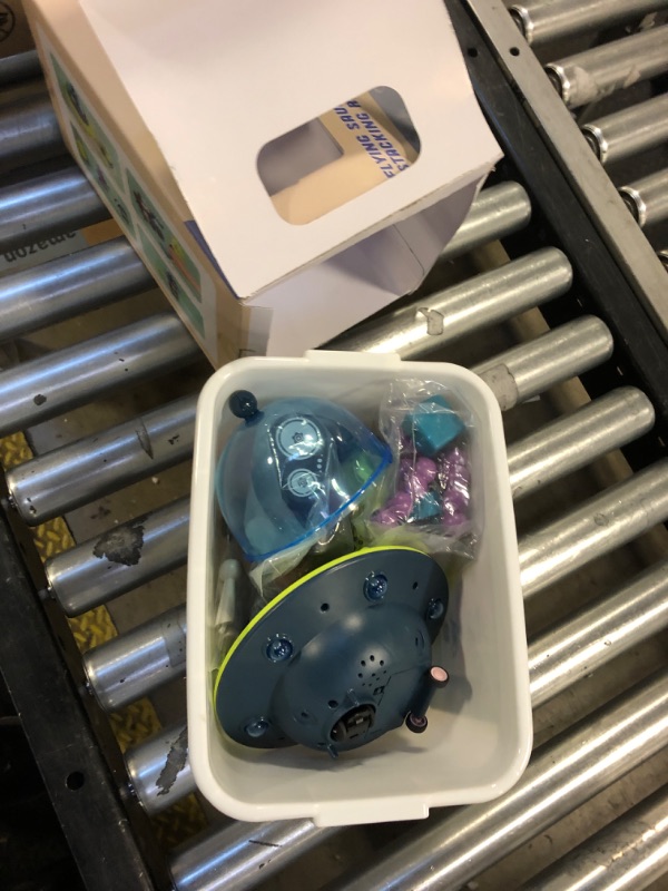 Photo 1 of HOLYFUN Kid Magnetic Walking Musical Space Toy with 35PCS Stacking Blocks Building Robot, Storage Box, STEM Educational Electronic Flying Saucer and Magnetic Robot Gift for Children Toddler Boy Girl