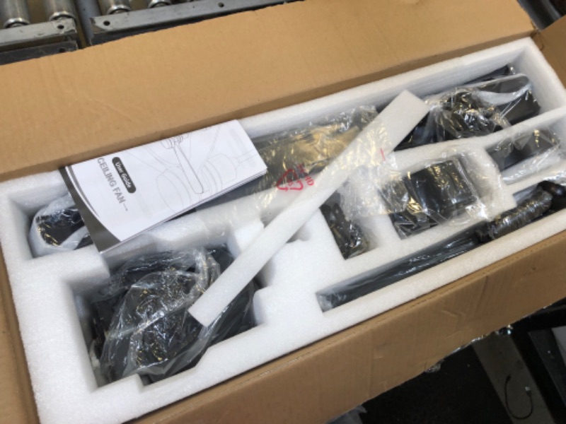 Photo 1 of Forrovenco 60 Inch Ceiling Fans with Lights Remote, Black Ceiling Fan with 3 Downrods, 3 Wood Blades, ETL Listed, Timer, 6 Speed Quiet Reversible DC Motor Outdoor Fans for Patios Bedroom Farmhouse