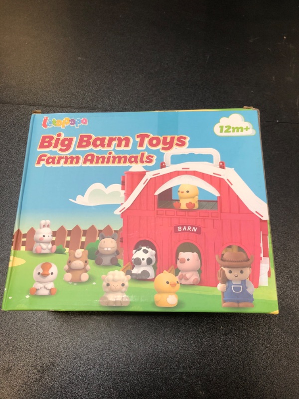 Photo 1 of Farm Animals Big Barn Toy for 1 2 3 Year Old, Toddler Educational Montessori Toys, Farm Pretend Playset with Barn & Farmer, Christmas Birthday Easter Gift for Toddler Baby Boys Girls 1-3 Years