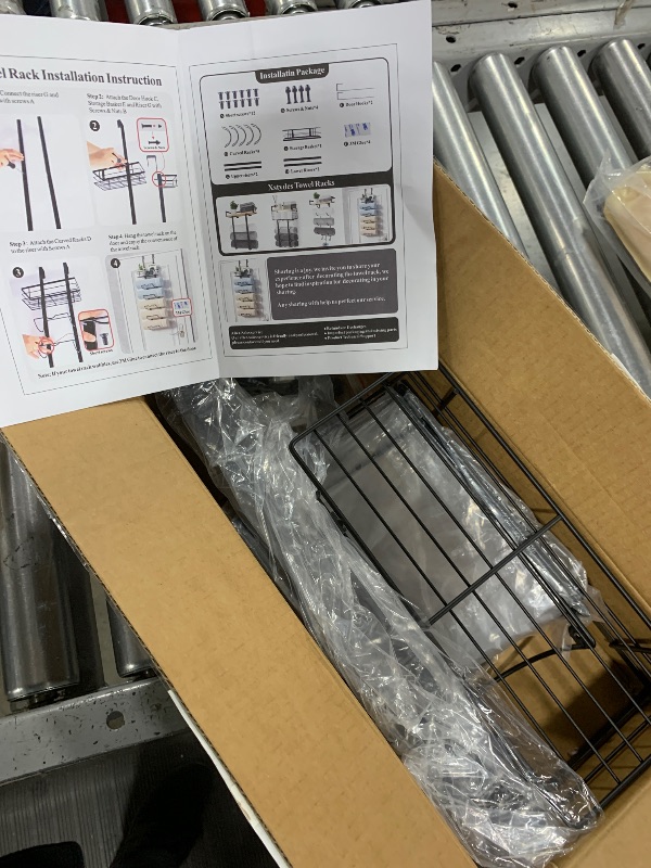 Photo 1 of Xstydes 6-Tier Over The Door Towel Rack,Towel Racks for Bathroom, Metal Towel Holder with Storage Basket,Towel Storage for Small Bathroom,Towel Rack for Rolled Towels,Black