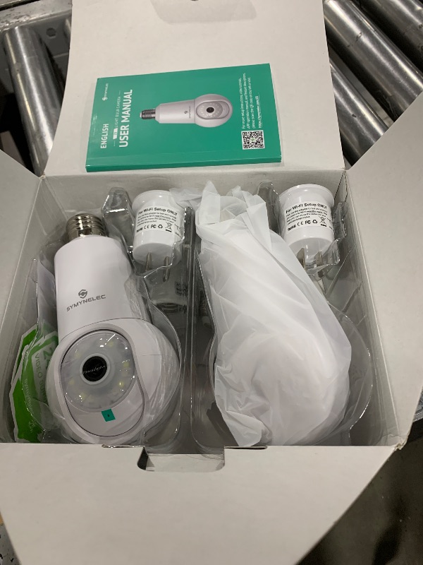 Photo 1 of SYMYNELEC 3K 5MP Light Bulb Security Camera Outdoor 2PCS, Human/Vehicle Detection Motion Tracking 2-Way Talk Spotlight Color Night Vision Siren Real-time Alarm Compatible with Alexa (2.4GHz WiFi Only)