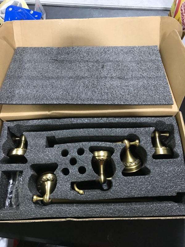 Photo 1 of Antique Bronze Bathroom Hardware Set,Adjustable Towel Rack, Toilet Roll Paper Holder,Hand Towel Holder,Hook, Bathroom Accessories Set Wall Mounted ?Carve Patterns?