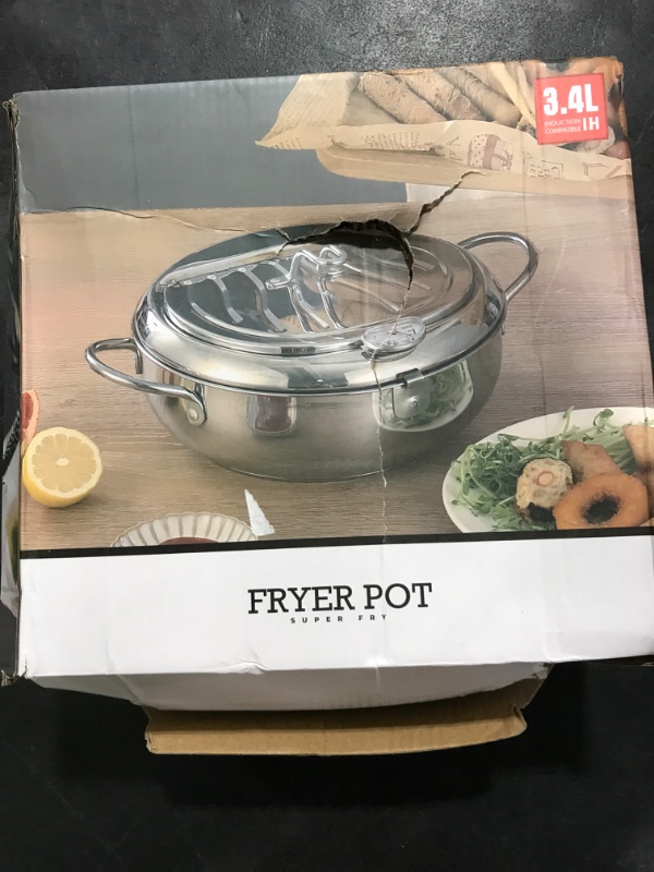 Photo 1 of Deep Fryer Pot,Oxydrily Japanese Tempura Deep Fryer Stainless Steel Frying Pot With Thermometer