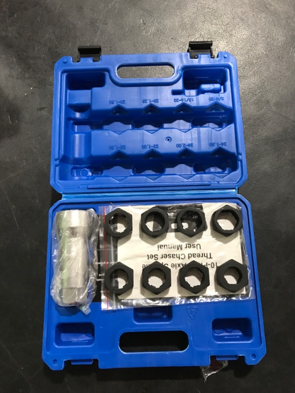 Photo 1 of Orion Motor Tech 10pc Axle Spindle Threading Set, Axle Thread Repair Kit with 8 Dies 1-1/16" Extension Bar, Axle Nut Rethreader with M20 M22 M24 & 13/16" 3/4" UNEF Nuts, Rethreading Tool Kit with Case