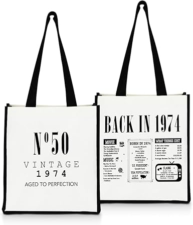 Photo 1 of 30th 40th 50th 60th 70th 80th Birthday Gifts Medium Canvas Tote Bag for 30 40 50 60 70 80 Year Old Women 