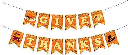 Photo 1 of YQUQWN, Give Thanks Banner - 10 Feet, NO DIY, Happy Thanksgiving Day Banner, Give Thanks Decorations, Happy Holidays Banner, Thanksgiving Decorations, Thankful Banner, Thanksgiving Party Decorations
