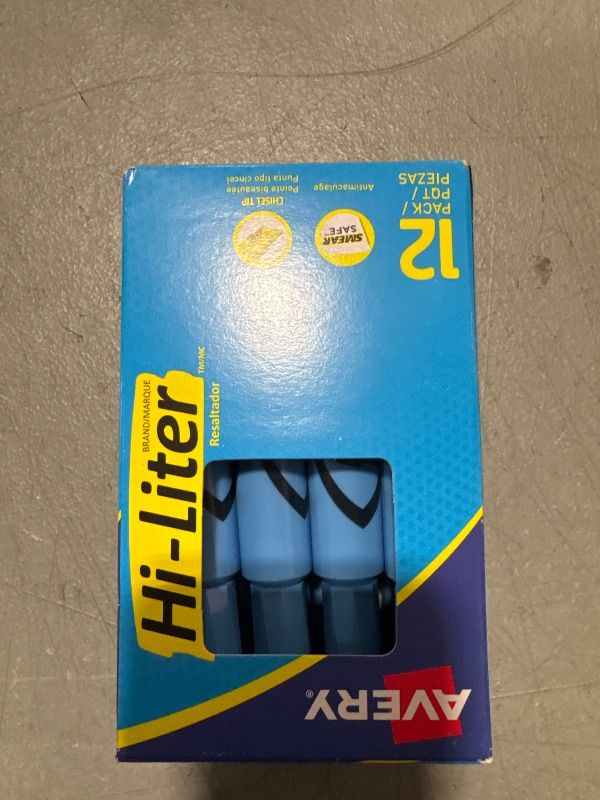 Photo 2 of 07746 HI-LITER Desk-Style Highlighter, Chisel Tip, Light Blue Ink, Dozen
