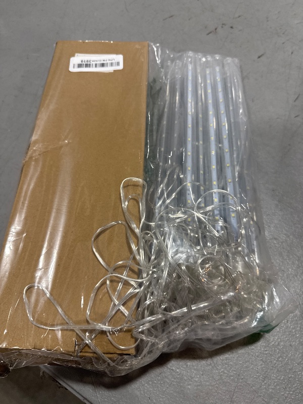 Photo 1 of 20 Tubes Solar Meteor Shower Icicle Lights 480 LED Raindrop Lights with Timer Function Cascading Lights Falling Rain Lights for Holiday Party Christmas Decorations (Cool White)