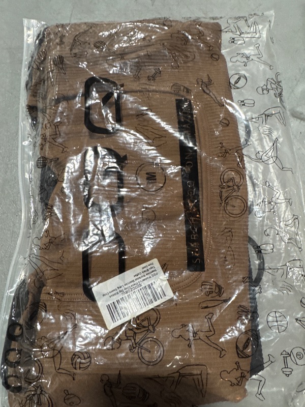 Photo 1 of OQQ Women's 2 Piece Crop Top Ribbed Seamless Workout Exercise Long Sleeve Crop Tops Black Coffee