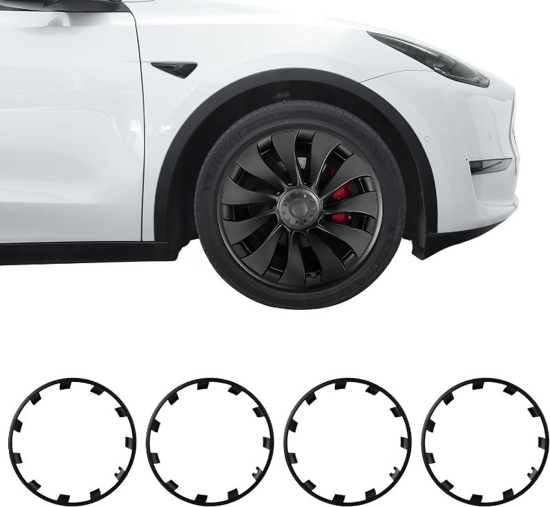Photo 1 of BASENOR Tesla Model Y  Rim Protector ABS Rim Guard Hubcap Curb Rash Cover Car Protection Tire Trim Rings for Model Y Exterior Accessories
