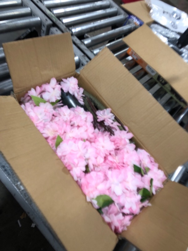 Photo 1 of 6Ft Tall Cherry Blossom Artificial Tree, Fake Tree Faux Silk Plant with Plastic Nursery Pot,Artificial Plants for Home Office Indoor Decor(Pink)